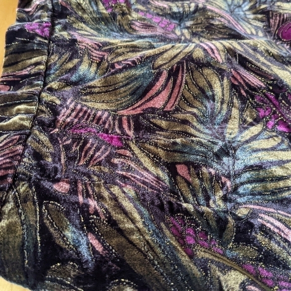 Vintage velour velvet floral pensil skirt size Medium B5 - Picture 8 of 9